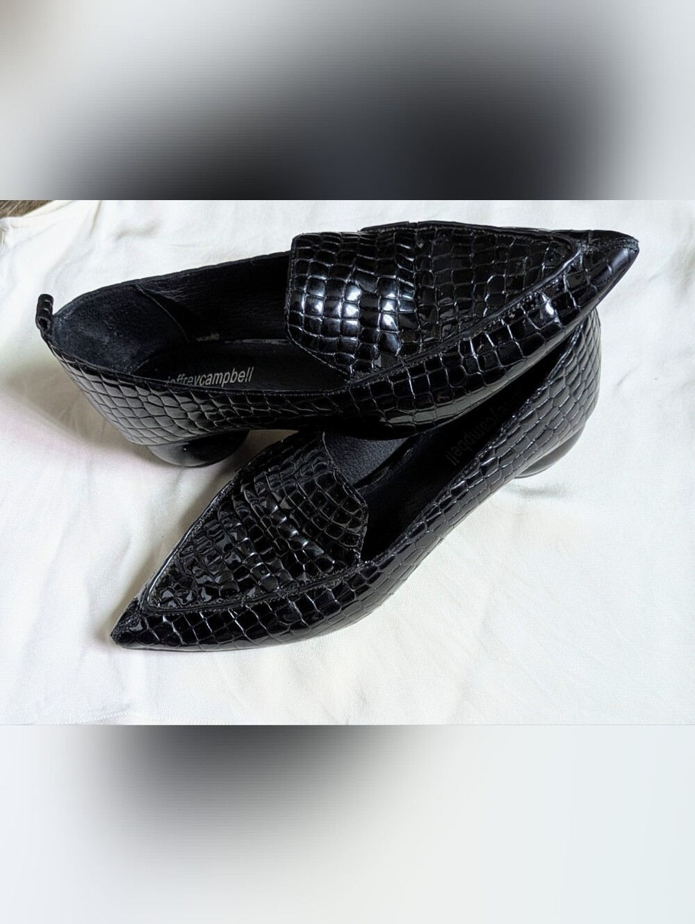 Jeffrey Campbell Viona Black Leather Crocodile Loafers